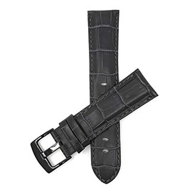 Bandini 20mm Mens Leather Watch Band - Alligator Pattern Leather Watch Strap - Replacement Watch Band for Classic and Smart Watch - Grey 20 mm Watch Band - Black Buckle