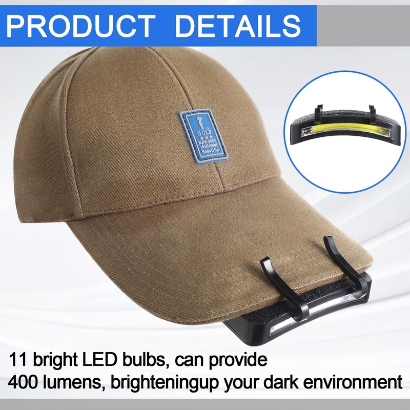 Mudder 4 Pcs Hat Light Clip COB Cap Lights Clip