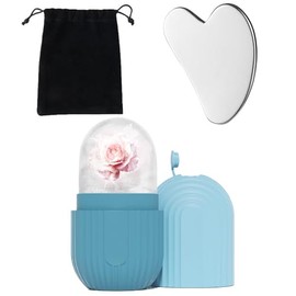 Set de Bandeja para Hielo Facial y Gua Sha, Herramienta de Masaje Facial con Bolsa de Almacenamiento, para Tratamiento de Belleza y Cuidado de la Piel