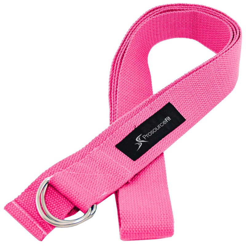 ProsourceFit Metal D-Ring Yoga Strap 8’ Durable Cotton for Stretching