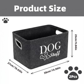 SMYJDMM Dog Toy Box, 2Pcs Dog Toy Storage 38 x 27 x 25cm(Grey)