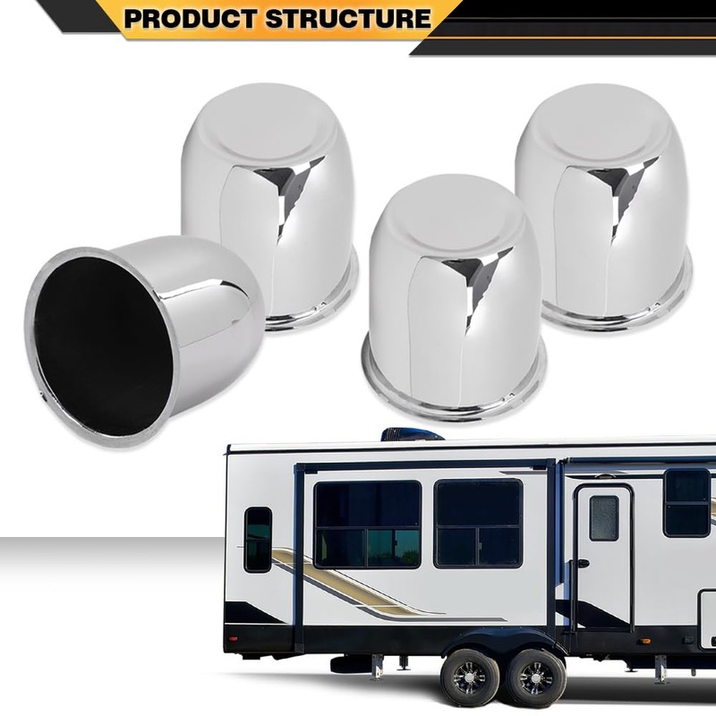 CNNELL 4pcs Push Through Chrome Wheel Center Caps Fit 3.18"
