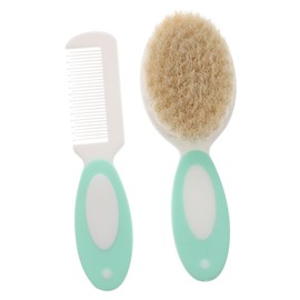 Generic Newborn Soft Scalp Massage Brush and Comb Set Natural Wool Hair Care Tools for Cradle Cap Care