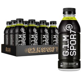 BARE PERFORMANCE NUTRITION G.1.M Sport+ Ready to Drink Endurance Pre-Workout & Hydration – Electrolytes, Caffeine & Nootropics – Lemon Lime – 12 Pack Bottles for Race Day & Long Runs