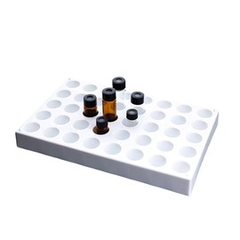 Vial Rack for 10ml Vials, 40-Hole Laboratory Vial Tray Holder, Stackable Test Tube Sample Bottles Rack for Lab Storage, 1 Inch Hole Diameter (Φ25mm), Pack of 1 Pcs, (White)