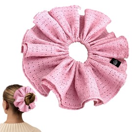 JazSwirl Oversized Scrunchie for Women, 9.4 In Jumbo Hair Scrunchie Extra Large Big Scrunchies for Thick Hair, XL Large Hair Scrunchies for Ponytails Buns, Giant Oversized Hair Accessories (Pink)