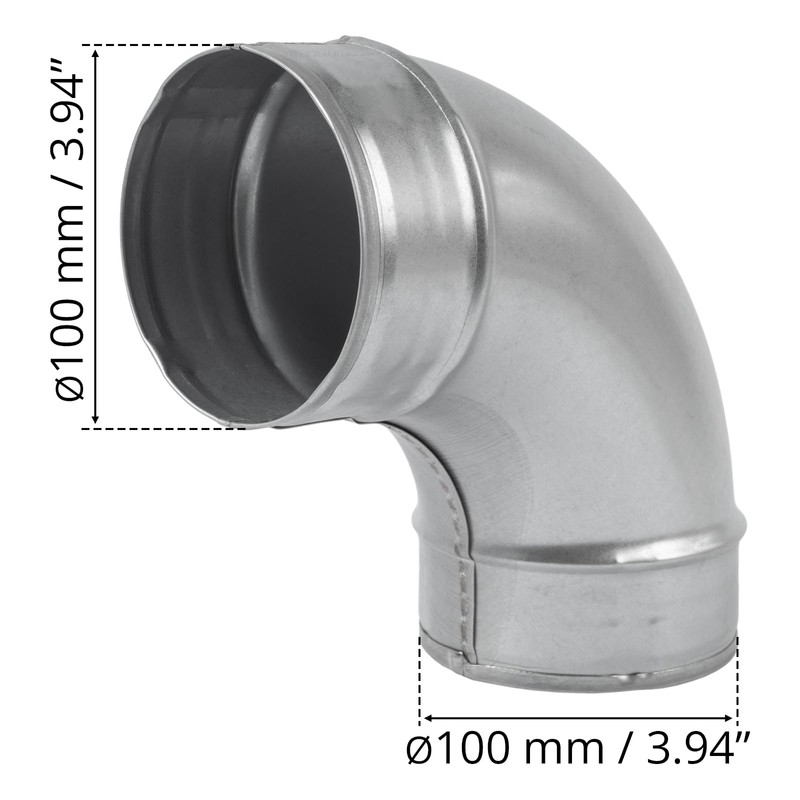 HVAC OV 90° Degree Ø4 Inch Elbow Bend Duct Connector