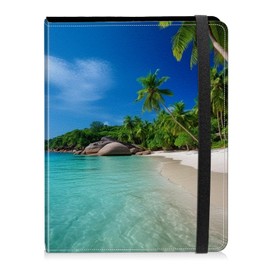 Photo Album 4x6 Photos - 60 Photos Capacity PU Leather Cover Photo Album with Strong Elastic Band, Portable Picture Album for Family Wedding Wedding Anniversary, Palm Trees Beach