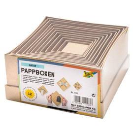 folia 3110 Cardboard Boxes in Natural Design, Pack of 12, in Various Sizes, Beautiful Gift Packaging for Individual Decoration and Design, Ideal for Any Occasion