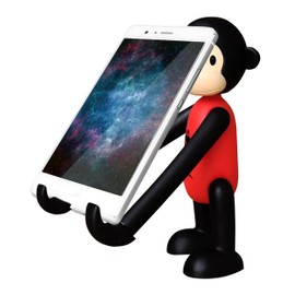 Fovasen Adjustable Cute Phone Stand for Desk, Portable Funny Phone Holder Novelty Monkey Phone Holder Stand for Table - Red