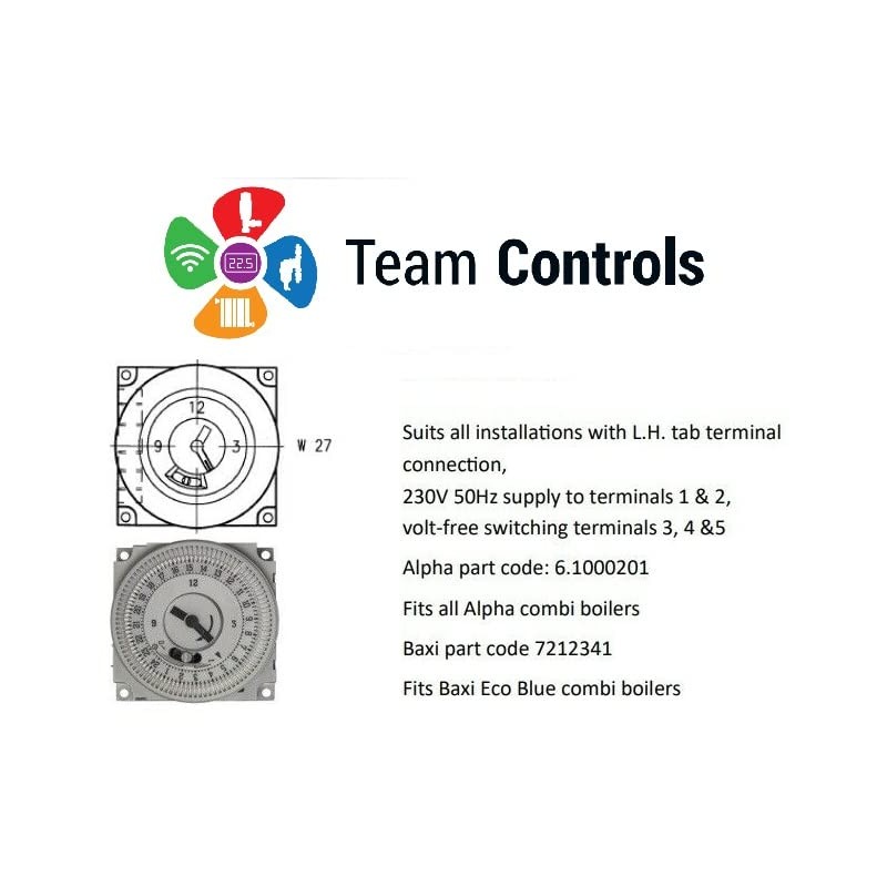 ALPHA Combi Boiler Multifit Mechanical Timer Clock 24 Hour Team