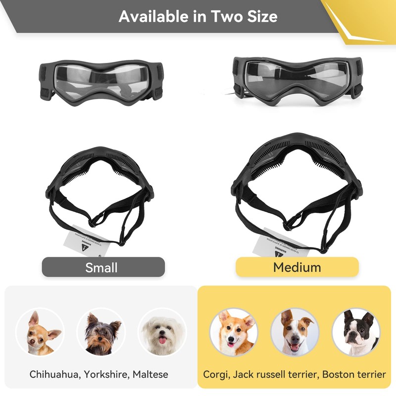 PETLESO Dog Goggles Small Breed, UV Protection Dog Sunglasses for