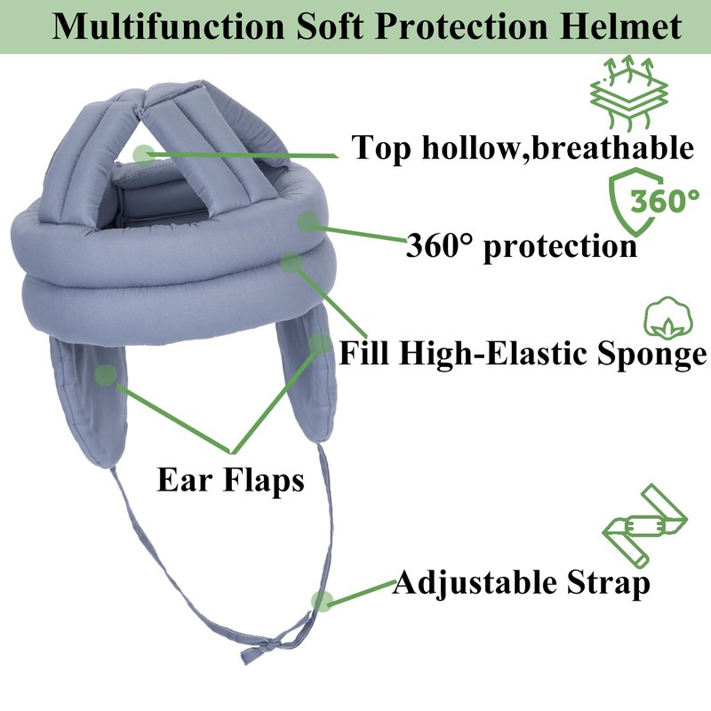 Thick Soft Elderly Protective Helmet, Special Needs Hat with Breathable,