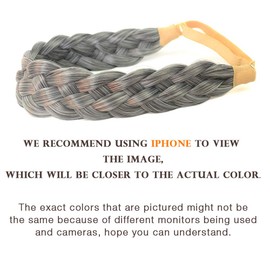 DIGUAN 5 Strands Synthetic Hair Braided Headband Classic Chunky Wide Plaited Braids Elastic Stretch Hairpiece Women Girl Beauty accessory, 56g (Salt & Pepper)