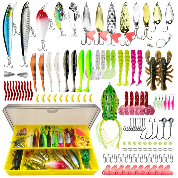 Genibaby Fishing Soft Bait Set [133 Pcs] Bass Lures Kit