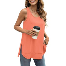 WIHOLL Summer Outfits for Women Vacation 2024 Beach Tank Tops Flattering Coral M