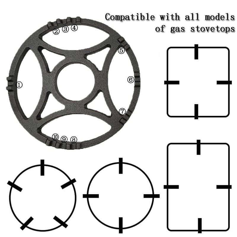 Non Slip Gas Ring Reducer, 6.9 Inch Cast Iron Wok