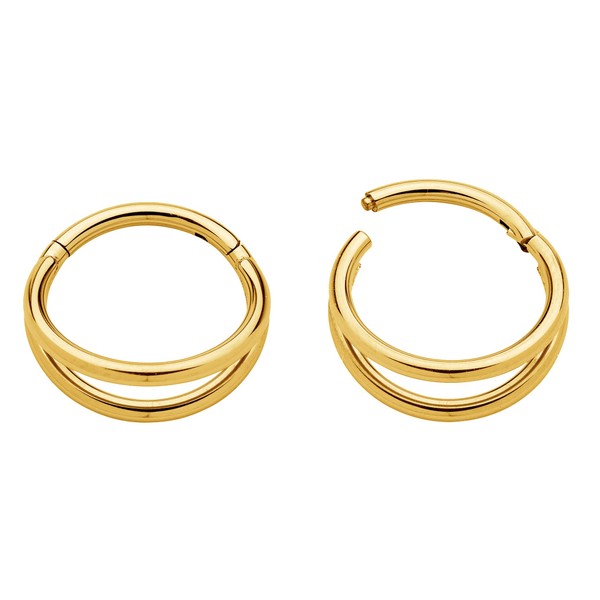 365 Sleepers Titanium 1.2 mm Double Ring Segment Nose Ring