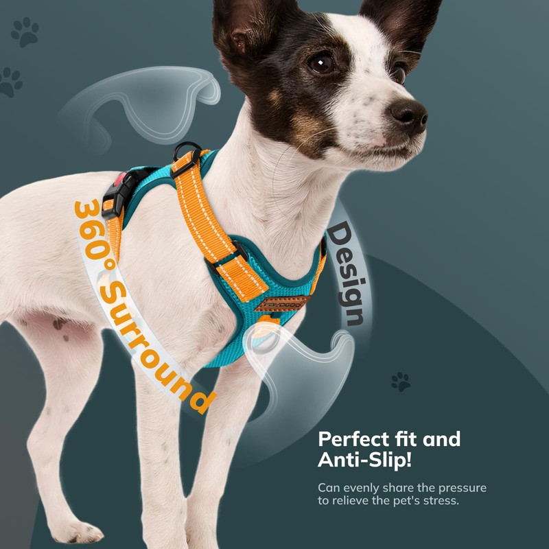 FAYOGOO Dog Harness Medium, No Pull Vest Harness with 2