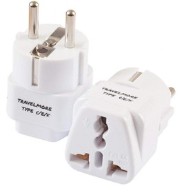 2 Pack European Travel Adapter Plug for European Outlets - Type C, Type E, Type F - Europe Plug Adapter Works in France, Spain, Italy, Germany, Netherlands, Belgium, Poland, Russia & More