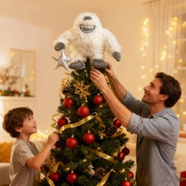 Christmas Tree Topper, 27cm/11 Inch Abominable Snowman, Abominable Snowman Plush, Abominable Snowman Tree Topper, Snow Monster Stuffed Christmas Tree Topper (Gray)