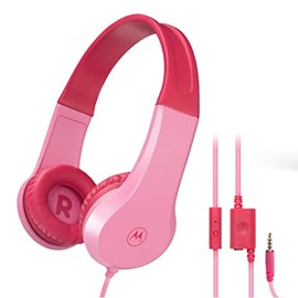 Motorola Sound Moto JR200 - Auriculares para niños con micrófono - Auriculares sobre la Oreja para niños con límite de Volumen Seguro de 85 dB, Divisor de Audio, Auriculares con Cable.