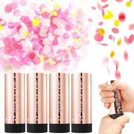 4PCS Confetti Cannons Party Popper - Gender Reveal Confetti Cannons Boy or Girl Confetti Poppers Birthday Poppers Shooter for Baby Shower, Pink