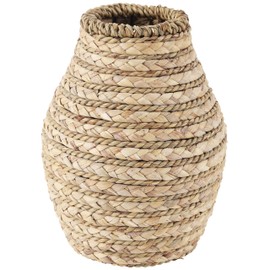 Deco 79 Seagrass Handmade Decorative Vase Braided Centerpiece Vase, Vase for Home Decoration 8" x 8" x 10", Light Brown