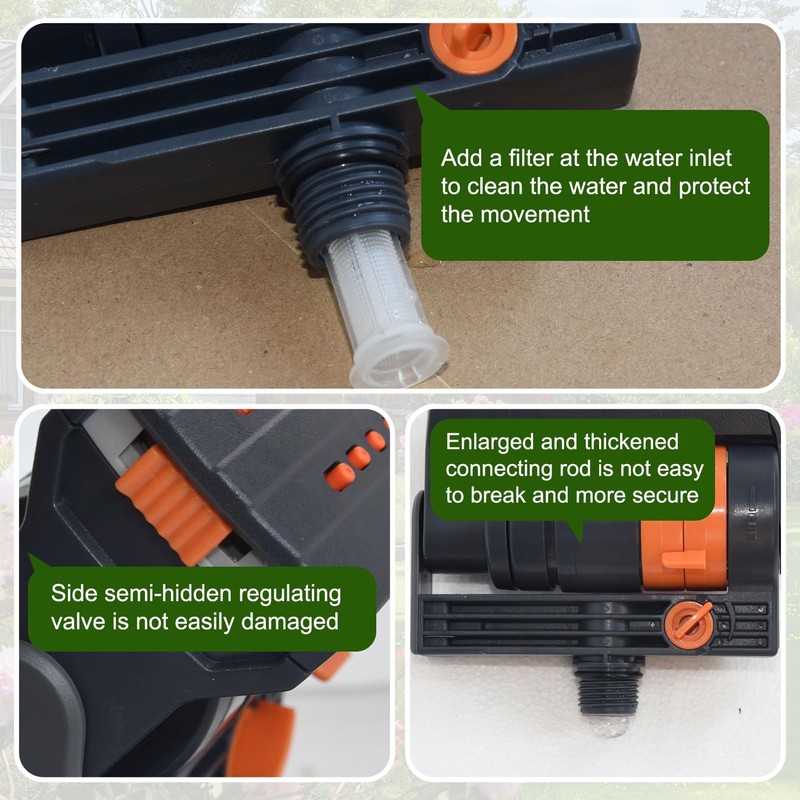 Mini Turbo Oscillating Lawn Sprinkler 16 Nozzles, Garden Sprinkler with