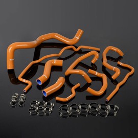G-PLUS Silicone Radiator Coolant Hose Kit Clamps Compatible With 1999-2006 Volkswagen VW Golf Mk4 Turbo 1.8T Orange