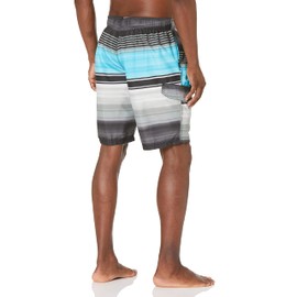 Kanu Surf mens Flex (Regular & Extended Sizes) Swim Trunks, Avalon Black/Aqua, Large US