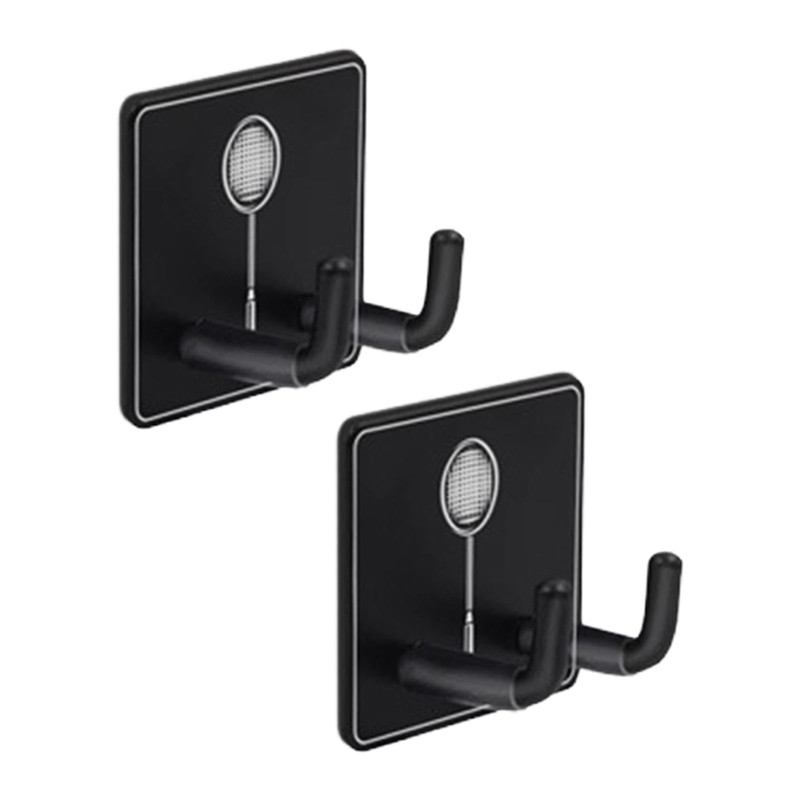 Qianly 2Pcs Wall Mounted Racket Rack Vertical Display Holder Metal