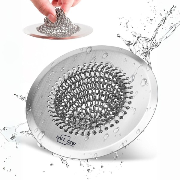 "Sir Drainalot" Kitchen Sink Drain Strainer, Reversible Chain Innovation, Non-Clogging,