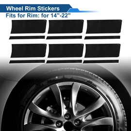 Partuto 6 Pcs Wheel Rim Stickers Square Car Wheel Rim Tapes Decoration Stickers for 14"-22" Rim Black PET