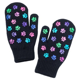 Pretty Paw Print Fleece Lined Mittens Gifts for Women Mom Ladies Soft Warm Durable One Size Fits Most Cozy Animal Lover Winter Accessory (Paws Galore, One Size Fits Most)