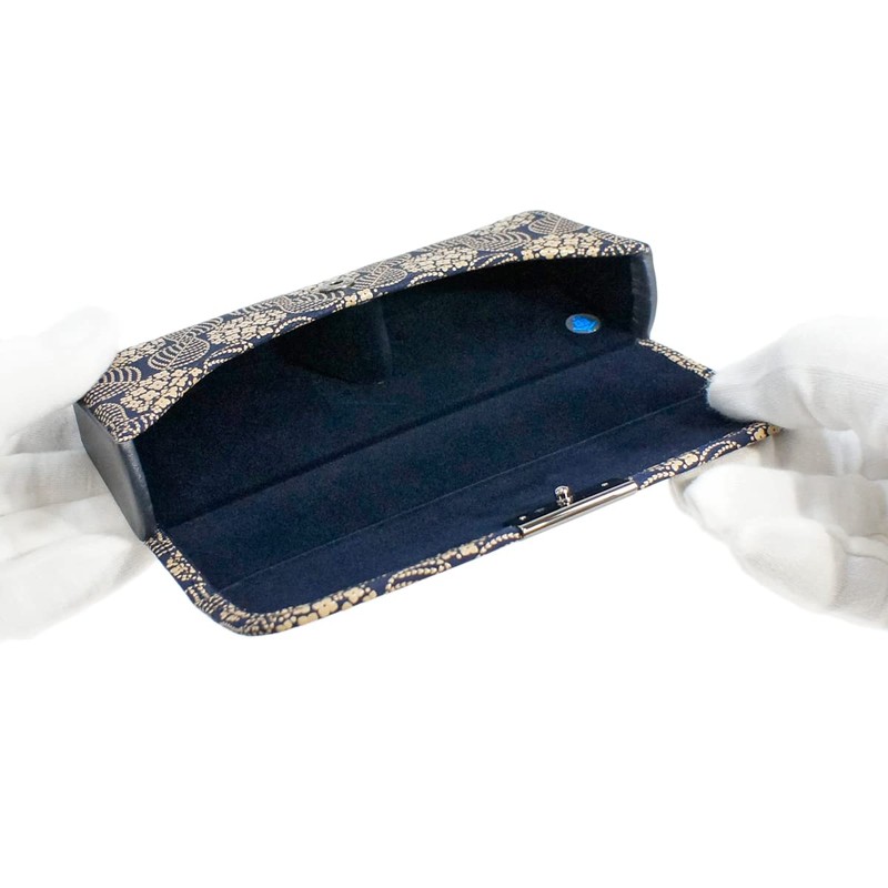 Indenya 4206-14-174 H Glasses Case, Deer Leather, Navy Blue Base