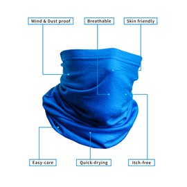 Merino.tech Merino Wool Ski Neck Gaiter - Face Mask Neck Warmer for Men & Women (Raw Wool)