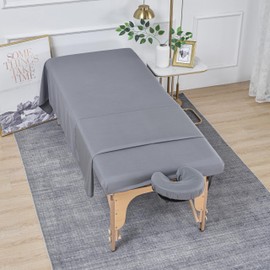 Tenger Home Set of 3 Fitted Sheet Headrest Cover Microfibre Cover Set for Massage Tables (Grey)