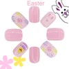 24Pcs Easter Press on Nails Short Square Fake Nails Easter