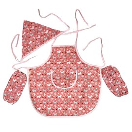 Sheri Mimi S204054 Children's Apron with Triangle Width Arm Cover 3-Piece Set, Fox Pink, For 35.4 - 47.2 inches (90 - 120 cm), Size S204054, Fox ONE