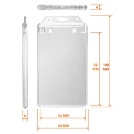 Karteo ID Card Holder Unique Permanent Lockable [Pack of 1] Card Holder Vertical Transparent Hard Plastic ID Holder Protective Cover for ID Cards Work ID Cards