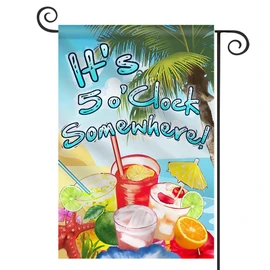 DMERBYL Double Sided Premium Garden Flag, It's 5 o'Clock Somewhere Decorative Garden Flags - Weather Resistant & Double Stitched - 18 x 12.5 Inch
