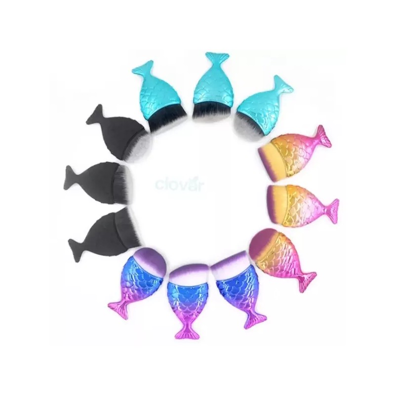 Clover 클로버잡화 붕어모양 블러셔 브러쉬 쉐딩 볼터치브러시 [골드-핑크털] Clover Accessories