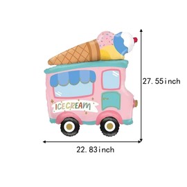 Ice Cream Car Foil Balloons for Girls 1st Birthday Baby Shower Ice Cream Theme Party Decorations (1st Birthday)