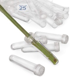 Royal Imports Floral Water Tubes with Caps – 3" Clear Plastic Flower Vials for Single Stem Roses, Buds, Bouquets – Standard Style, 1/2" Opening – 25 Pack