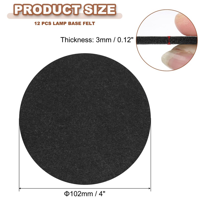 PATIKIL 4 Inch Diameter Lamp Base Felt, 12Pack 3mm Thickness