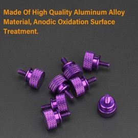 Powlankou 20 Pieces 6#-32 Computer Case Screws, Anodized Aluminum Thumbscrews, Fully Threaded Knurled Thumbscrews, Thumb Screws (Purple)