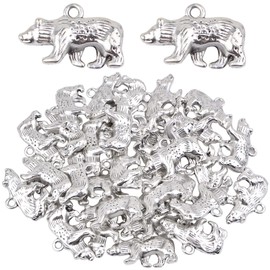 KMOSPAD 30pcs Antique Silver Bear Pendant Charms Tibetan Alloy Cute Small Animal Bear Pendants Decorative Accessories for DIY Necklace Bracelet Keychain Jewelry Making Findings