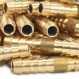 LTWFITTING Brass Barb Splicer Mender 1/4-Inch Hose ID Fitting Air Water Fuel Hose Joiner(Pack of 10)