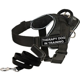 Dean and Tyler 28 by 34-Inch Therapy Dog in Training Dog Harness with 6-Feet Padded Puppy Leash, Black